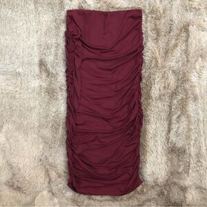 Windsor Wine Ruched Midi Skirt NWOT